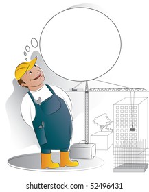 Worker with thought bubble