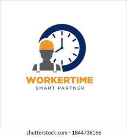 worker time logo design for construction and schedule