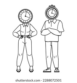 worker time management vector. business work, businessman manager, clock man, job professional, office worker time management character. people Illustration