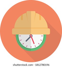 worker time vector flat color icon 