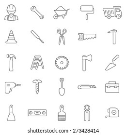 Worker tool line icons set.Vector