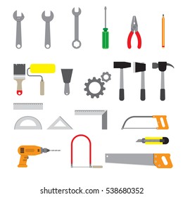 worker tools flat icons design