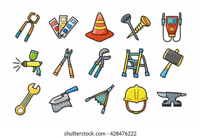 Worker tools icons set,eps10