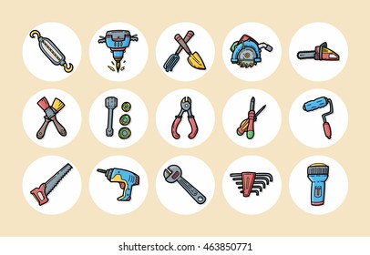 Worker tools icons set,eps10