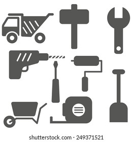 Worker tools icons set.Vector 