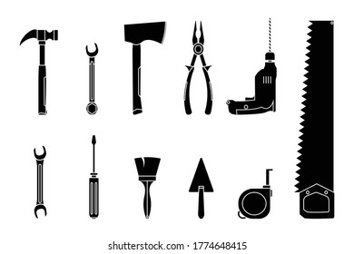 Worker Tools set Icon Vector design illustration