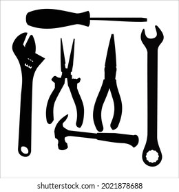worker tools silhouette set collection vector design