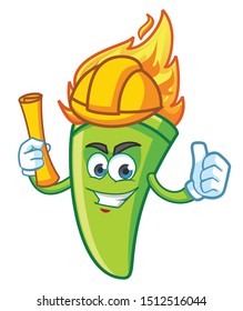 worker torch fire mascot character vector design