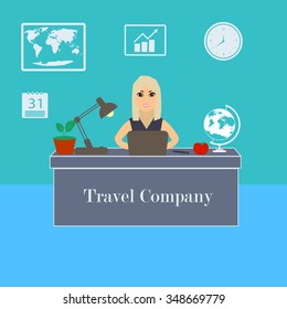Worker Tourism. Receptionist icon. 