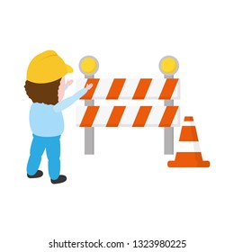 worker traffic barrier cone