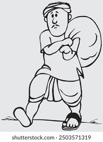Worker Traveler Comic Vector Design