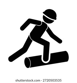 Worker Tripping Over Pipe Pictogram Isolated on White