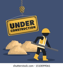 worker under construction place vector illustration