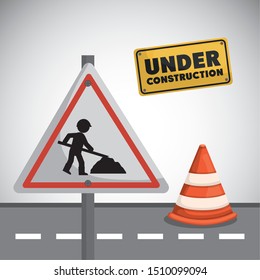 worker under construction place vector illustration