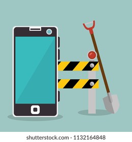 worker under construction with smartphone