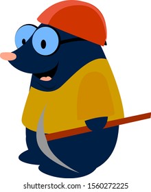 Worker underground, illustration, vector on white background.