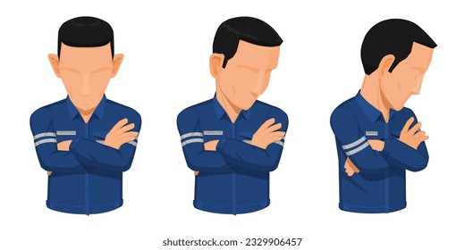 worker with uniform on white background