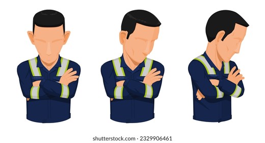 trabajador con uniforme de fondo blanco