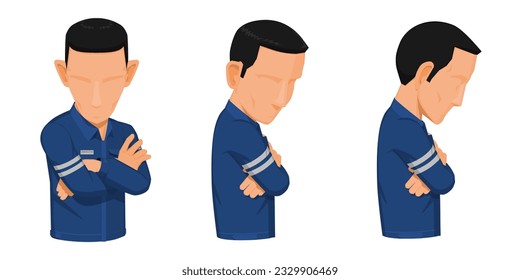 worker with uniform on white background
