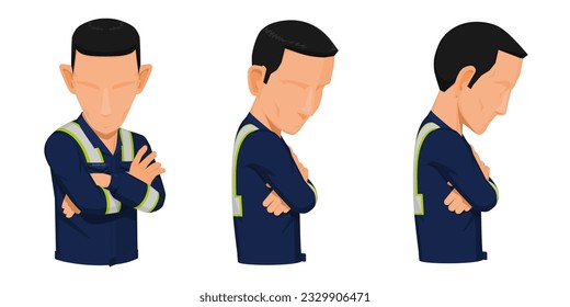 worker with uniform on white background