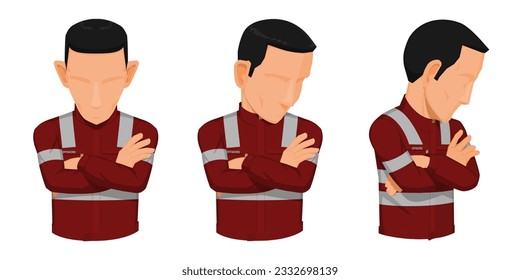 worker with uniform on white background