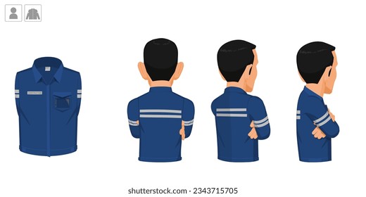 worker with uniform on white background