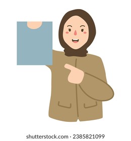 worker in uniform pointing at blank canvas
