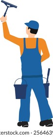 A worker in uniform services an air conditioner