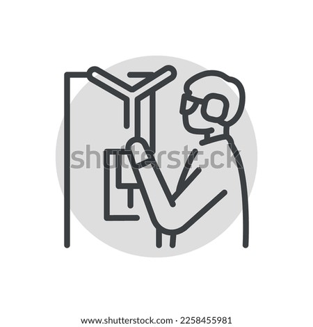Worker uses machine сolor line icon. Metal work. Pictogram for web page.