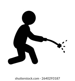 A worker uses a pressure washer in a simple icon graphic.