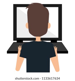 worker using laptop computer