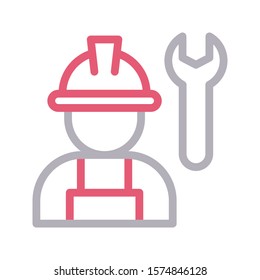 worker vector color line icon 