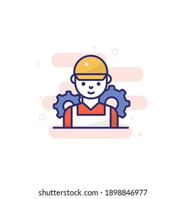 Worker vector filled outline icon style illustration. EPS 10 file 