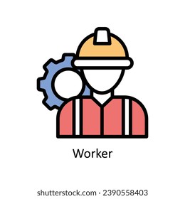 Worker vector filled outline Icon Design illustration. Business And Management Symbol on White background EPS 10 File