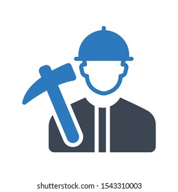 worker vector glyph color icon 
