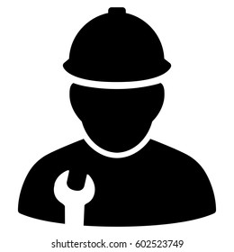 Worker vector icon. Flat black symbol. Pictogram is isolated on a white background. Designed for web and software interfaces.