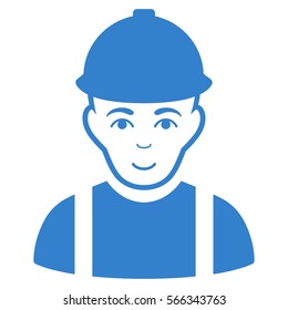 Worker vector icon. Flat cobalt symbol. Pictogram is isolated on a white background. Designed for web and software interfaces.