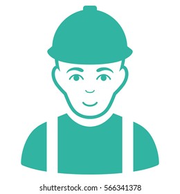 Worker vector icon. Flat cyan symbol. Pictogram is isolated on a white background. Designed for web and software interfaces.