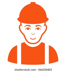 Worker vector icon. Flat orange symbol. Pictogram is isolated on a white background. Designed for web and software interfaces.