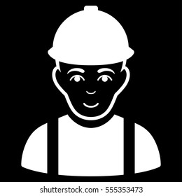 Worker vector icon. Flat white symbol. Pictogram is isolated on a black background. Designed for web and software interfaces.