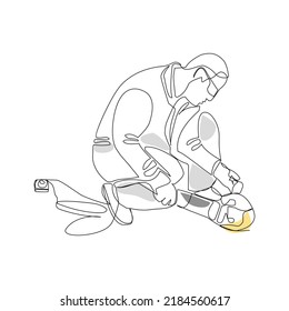 Worker vector illustration drawn in line art style