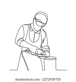 Worker vector illustration drawn in line art style