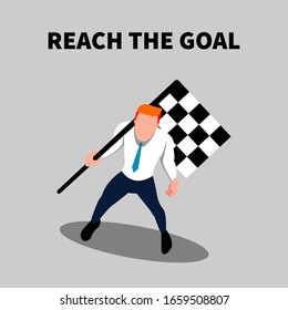 Worker Vector Illustration Reach Goal This Stock Vector (Royalty Free ...