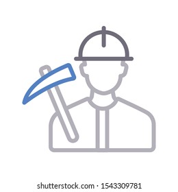 worker vector line color icon 