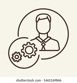 Worker vector line icon. Colleagues, partnership,  employees. Staff concept. Vector illustration can be used for topics  like personnel, business, recruitment