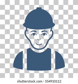Worker vector pictograph. Illustration style is flat iconic blue symbol on a chess transparent background.
