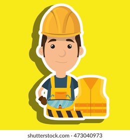worker vest glasses tape vector illustration design