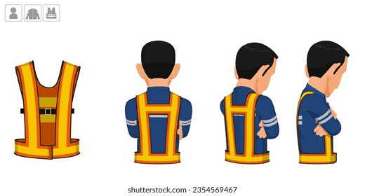 worker with vest on white background