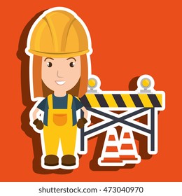 worker warning security tool vector illustration design