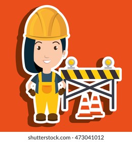 worker warning security tool vector illustration design